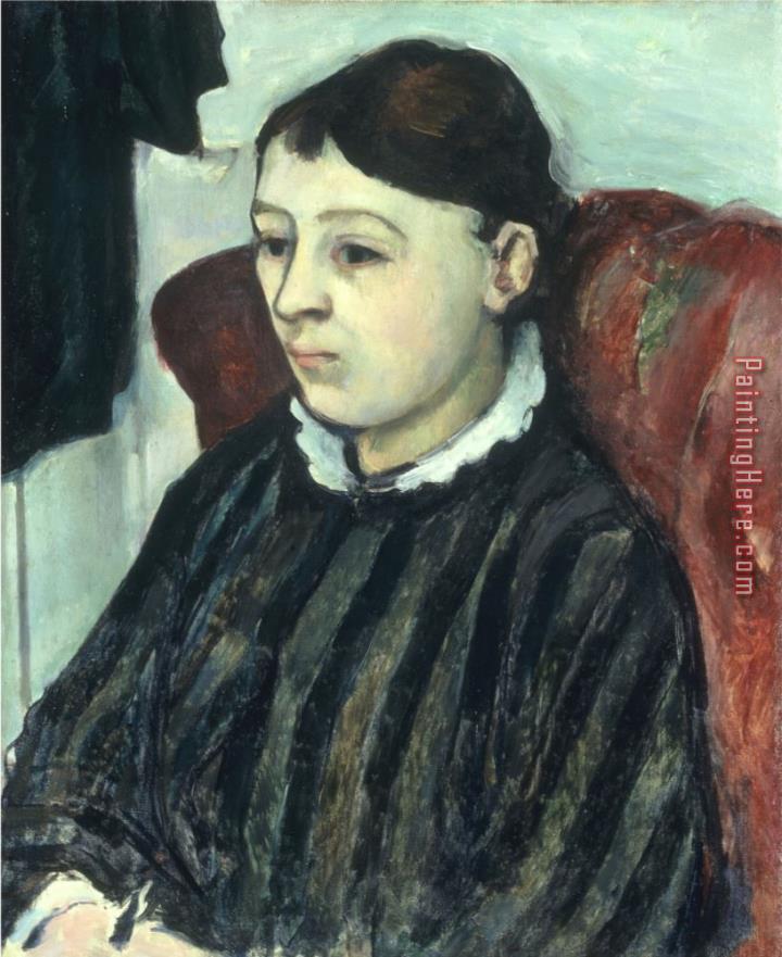 Paul Cezanne Madame Cezanne En Robe Rayee C 1882 85